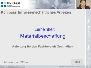 Materialbeschaffung - E-Learning an der FHS St. Gallen