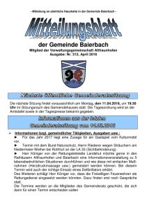 Mitteilung an sämtliche Haushalte in der Gemeinde Baierbach