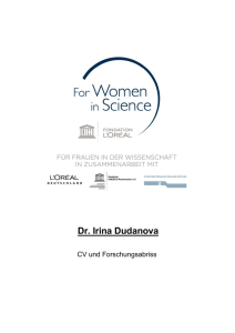 Dr. Irina Dudanova - For women in science