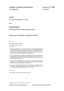 Landtag von Baden-Württemberg Antrag Stellungnahme