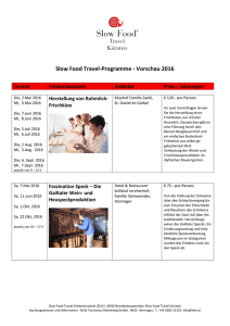 Slow Food Travel-Programme - Vorschau 2016