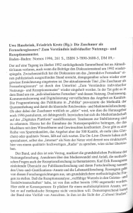 Uwe Hasebrink, Friedrich Krotz (Hg.): Die Zuschauer als