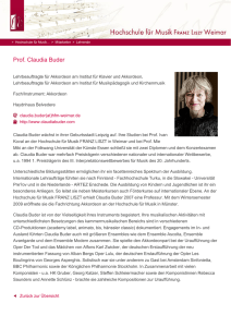 Prof. Claudia Buder - Hochschule für Musik FRANZ LISZT Weimar