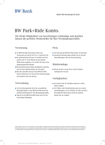 BW Park+Ride Konto. - BW-Bank