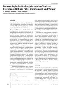 Die nosologische Stellung der schizoaffektiven Störungen (ICD