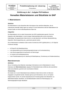 Verwalten Materialstamm und Stückliste im SAP