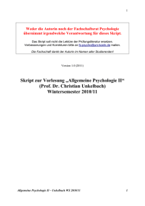 Skript zur Vorlesung „Allgemeine Psychologie II“ (Prof. Dr. Christian