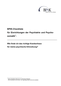 Checkliste für Psychiatrie und Psychosomatik