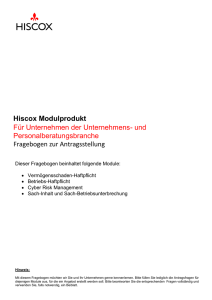 Hiscox Fragebogen Modulprodukt Unternehmens