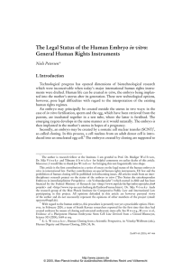 The Legal Status of the Human Embryo in vitro