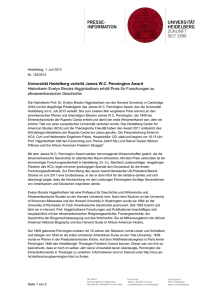 Universität Heidelberg verleiht James WC Pennington Award