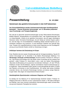 Pressemitteilung - UniversitätsKlinikum Heidelberg