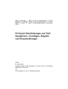 Pricing bei Dienstleistungen und Yield Management. Grundlagen