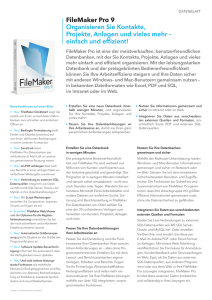 FileMaker Pro 9 Organisieren Sie Kontakte, Projekte, Anlagen und
