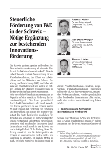 Steuerliche Förderung von F&E in der Schweiz