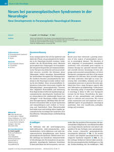 Neues bei paraneoplastischen Syndromen in der Neurologie
