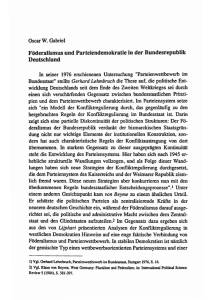 Föderalismus und ParteiendemokratIe in der Bundesrepublik