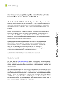 Fidor Bank & venturecapital.de begrüßen unternehmerisch