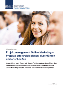 Seminarbeschreibung Projektmanagement Online Marketing eMBIS