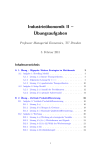 Aufgaben Industrieökonomik II