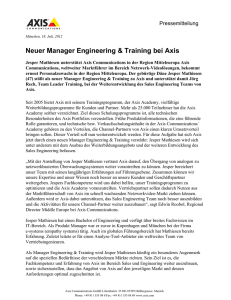 Neuer Manager Engineering & Training bei Axis