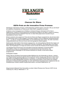 Chancen für Ältere GGFA-Preis an die innovative Firma Promeos