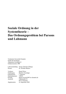 Soziale Ordnung in der Systemtheorie – Das Ordnungsproblem bei