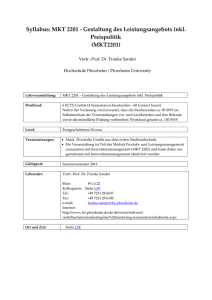 Syllabus: MKT 2201 - Gestaltung des Leistungsangebots inkl