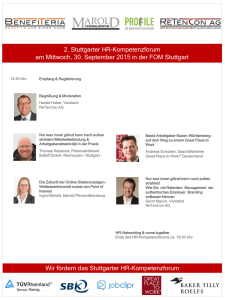 2. Stuttgarter HR–Kompetenzforum am Mittwoch, 30. September 2015