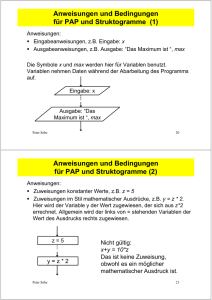 Anweisungen und Bedingungen für PAP und Struktogramme (1