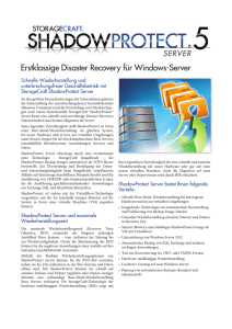 Erstklassige Disaster Recovery für Windows-Server