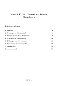 Versuch EL-V9: Niederdruckplasmen: Grundlagen