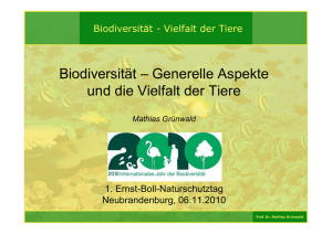 Biodiversität – Generelle Aspekte und die Vielfalt der Tiere