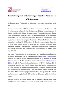 Entstehung und Entwicklung politischer Parteien in Württemberg