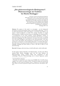 Phänomenologie als Tradition bei Martin Heidegger