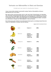 Verluste von Nährstoffen in Obst und Gemüse