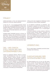 PRIVACY ZIEL- UND ZWECK- STELLUNGEN BEI DER
