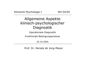Allgemeine Aspekte klinisch-psychologischer Diagnostik