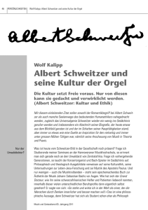 Albert Schweitzer und seine Kultur der Orgel