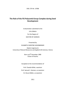 The Role of the FIS Polycomb Group Complex - ETH E