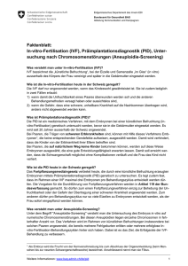 Faktenblatt: In-vitro-Fertilisation (IVF), Präimplantationsdiagnostik