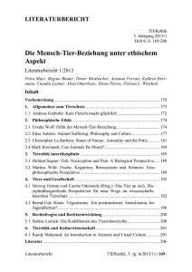 Literaturbericht 1/2013 - TIERethik - Zeitschrift zur Mensch