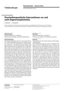 Psychotherapeutische Interventionen vor und nach
