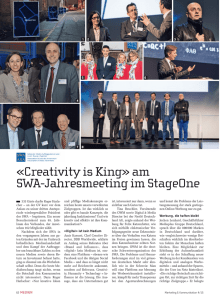 Creativity is King» am SWA-Jahresmeeting im StageOne - SWA-ASA