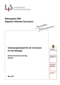 Curriculum Biologie Gymnasium Standard Kursstufe (Beispiel 1)