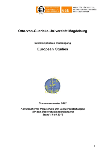 Beginn: 17.04.2012 - European Studies - Otto-von