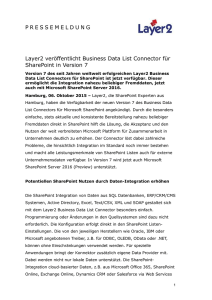 Layer2 veröffentlicht Business Data List Connector für SharePoint in