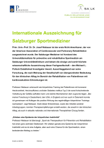 Internationale Auszeichnung für Salzburger Sportmediziner
