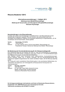 Rheuma-Akademie 1/2013 Informationsveranstaltungen 1. Halbjahr