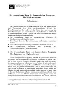 Gerhard Springer: Der transaktionale Raum der therapeutischen